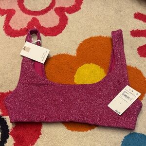 Good American Shimmery Hawaiian Pink Bikini Top